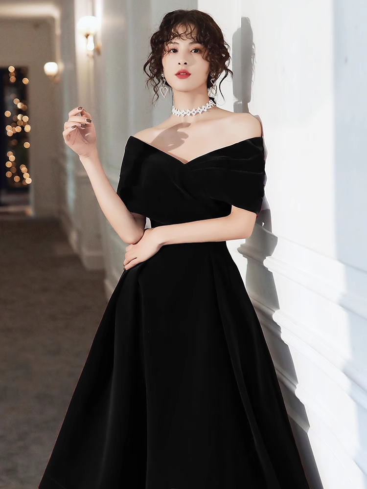 Buy Black Velvet Dress, Winter Velvet Dress, Black Cocktail Evening Party  off Shoulder Dress, Plus Size Clothing, Party Formal Dress Online in India  - Etsy